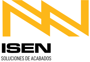 Logo moderno con doble N estilizada en amarillo brillante sobre fondo negro, diseño gráfico único - ISEN