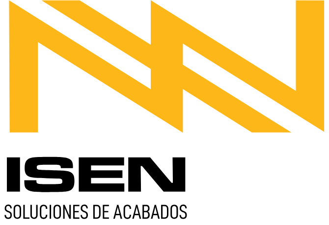 Logo moderno con doble N estilizada en amarillo brillante sobre fondo negro, diseño gráfico único - ISEN